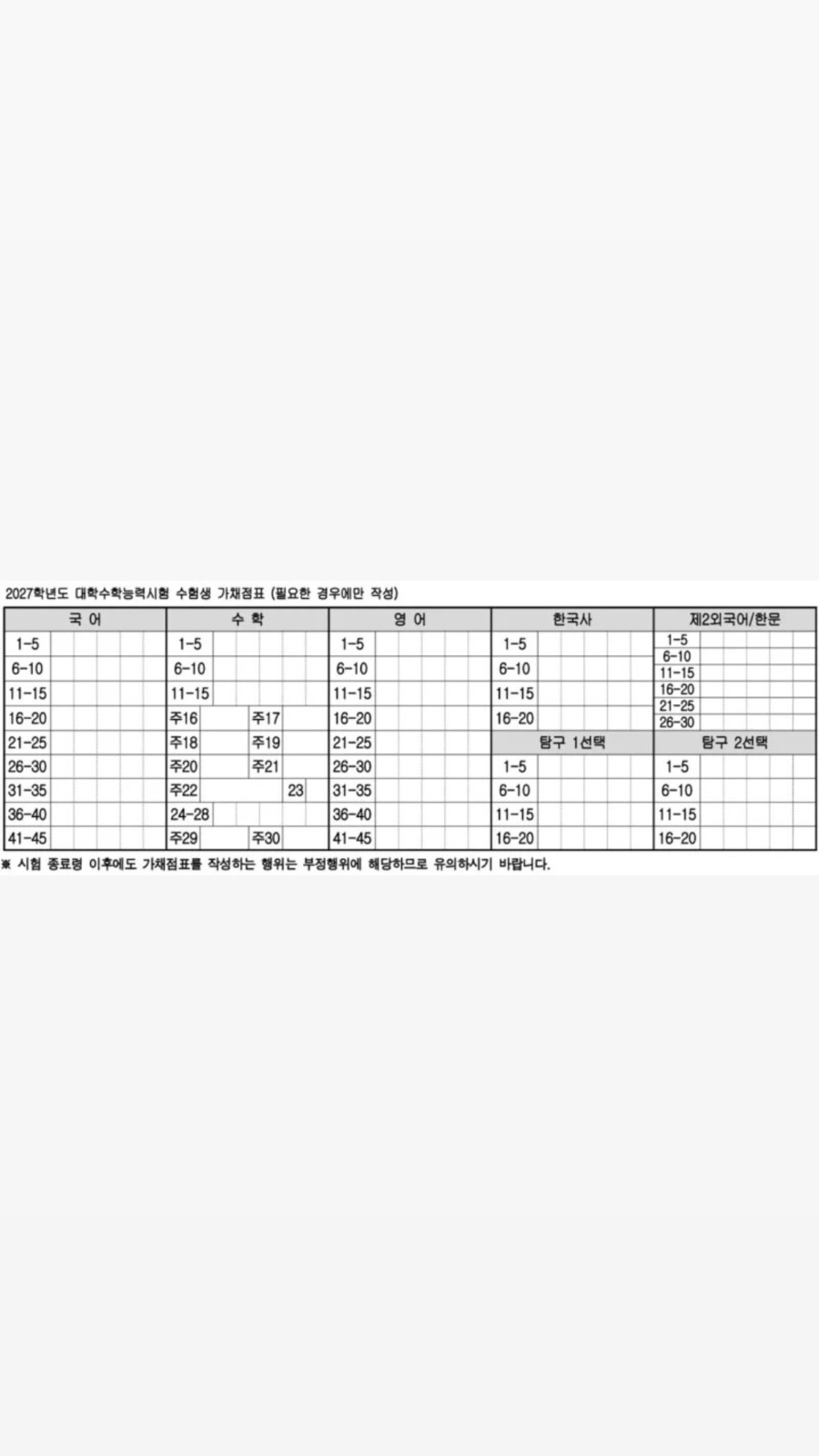 "수험표 뒤에 스티커 안 붙여도 된다"…올해 수능부터 가채점표 공식 인쇄