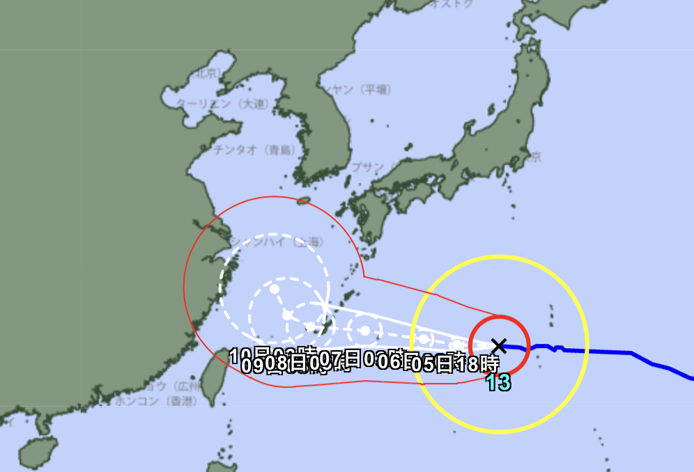 Projected path of the 13th Typhoon Dolphin announced by the Japan Meteorological Agency on the 5th / Japan Meteorological Agency